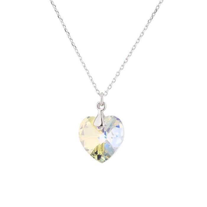 LES BIJOUX D'EMMA CRISTAL - Collier en Argent et Cristal De Swarovski Coloris Aurore Boreale