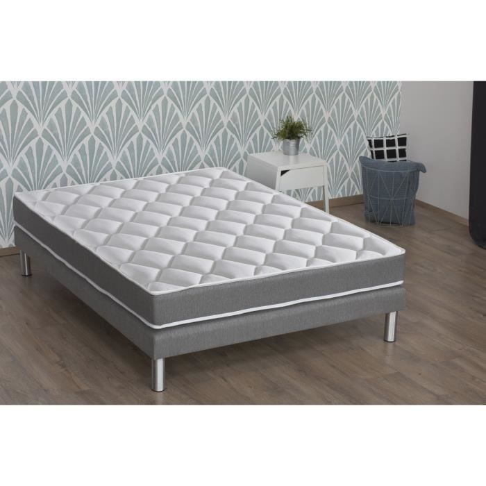 CONFORT DESIGN Ensemble matelas + sommier 160 x 200 - Mousse mémoire et ressorts - 22 cm - Mi-ferme - PRINCE