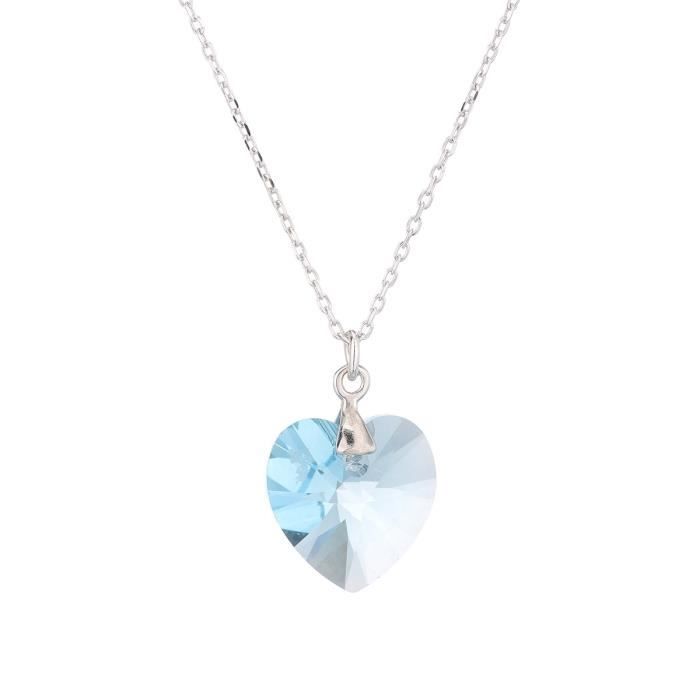 LES BIJOUX D'EMMA CRISTAL - Collier en Argent et Cristal De Swarovski Coloris Acquamarina