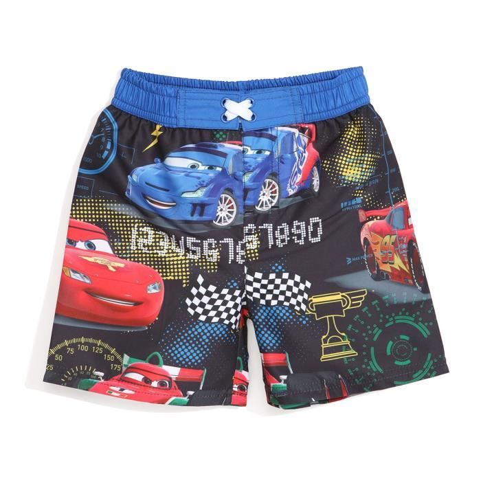 CARS Maillot de Bain Noir Enfant Garçon Sérigraphie