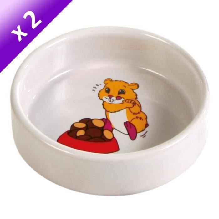 TRIXIE Lot de 2 Ecuelles céramiques pour rongeurs ø 8cm/90ml blanc