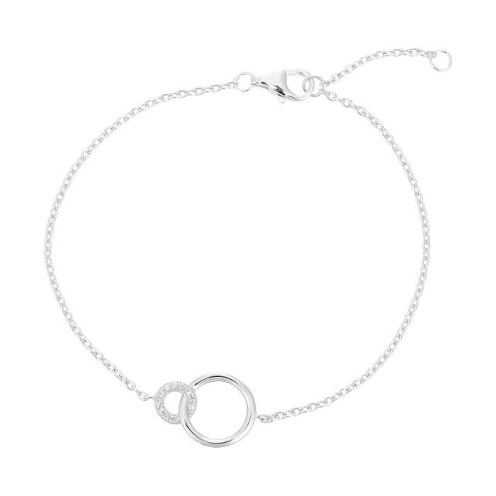 MONPLAISIR Bracelet Argent Fin 925/1000 Deux Cercles Entrelacés
