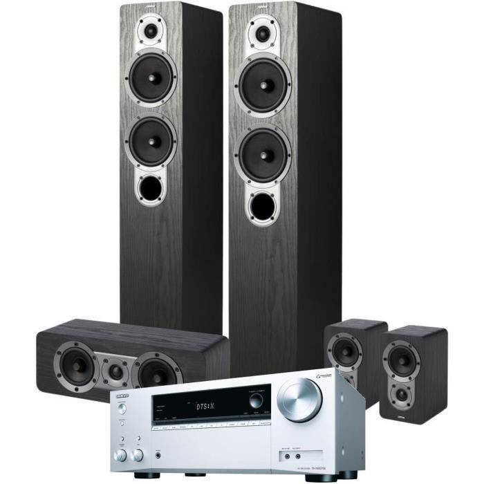 Pack ONKYO TX-NR575E(S) Amplificateur Tuner A/V réseau 7,2 canaux - Argenté + JAMO S 426HCS3 Système d'enceintes Home Cinema 5.0