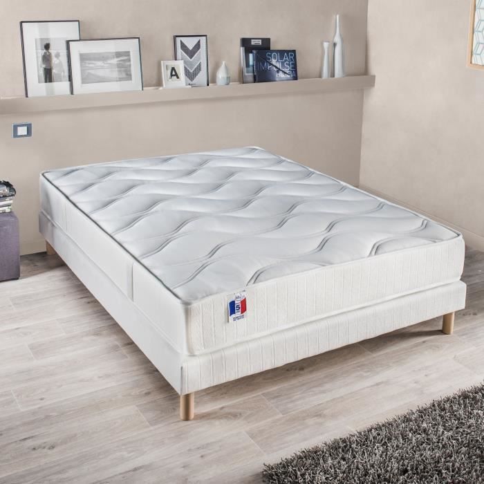 CONFORT DESIGN Ensemble GARI matelas + sommier 160 x 200 cm - 100% Français - Confort ferme - 23 cm - Technologie Polylatex