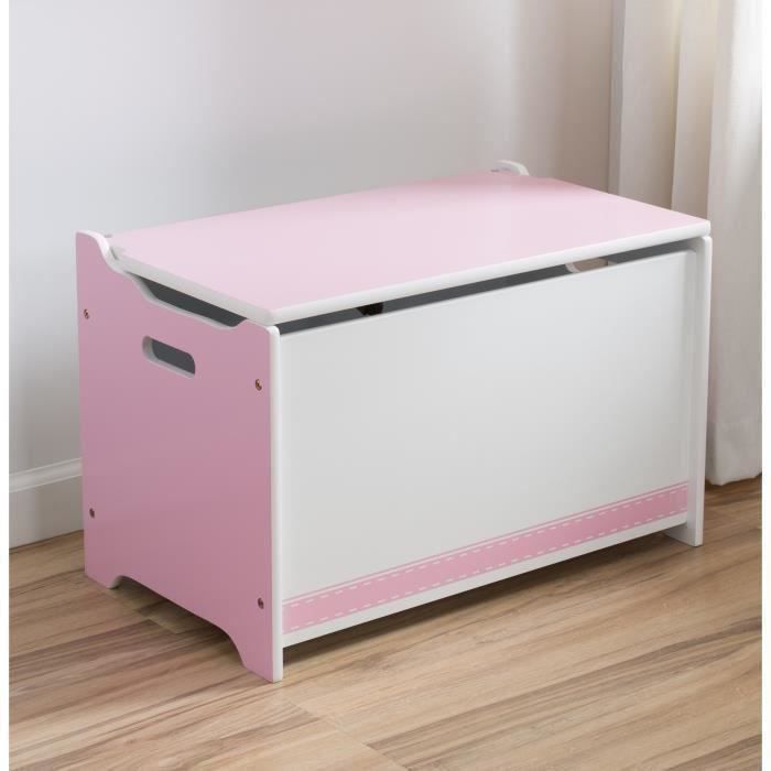 DELTA KIDS Coffre à Jouets Enfant en Bois - Rose et Blanc