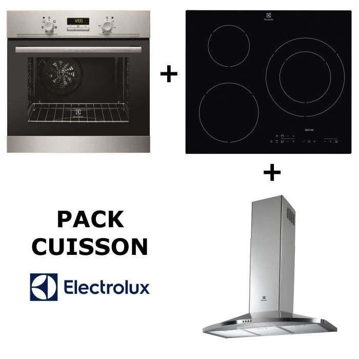 ELECTROLUX Pack cuisson : Four multifonction pyrolyse + Table induction + hotte ELECEFH9046IX