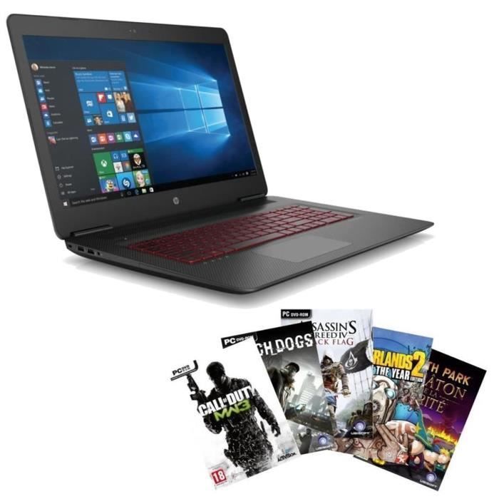 HP PC portable 17-w018nf+ 5 jeux PC Offerts 17.3-8Go de RAM -Windows 10- Intel Core i7-6700- GTX960M-Disque dur 1 To+256Go SSD