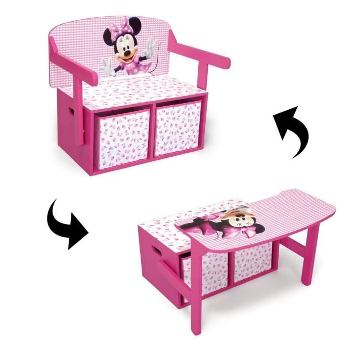 MINNIE - Bureau Banc Enfant Convertible avec Rangements