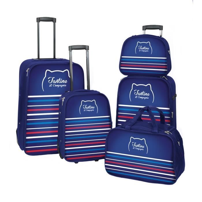 FRANCE BAG - TANTINE ET COMPAGNIE Set de 3 valises + Sac de voyage + Vanity - Marine