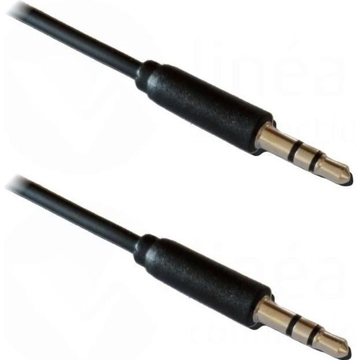 LINEAIRE A195NB Jack 3.5 mm stéréo mâle/mâle - Câble fin - Longueur : 1 m