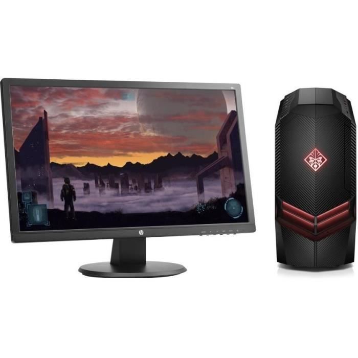 HP PC de Bureau Gamer Omen 880085nf - RAM 8Go - AMD RYZEN 5 1400 - NVIDIA GTX 1060 - Stockage 1To + Ecran 24\