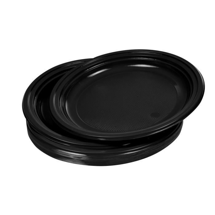 Lot de 20 assiettes plates jetables diamètre 22 cm noir