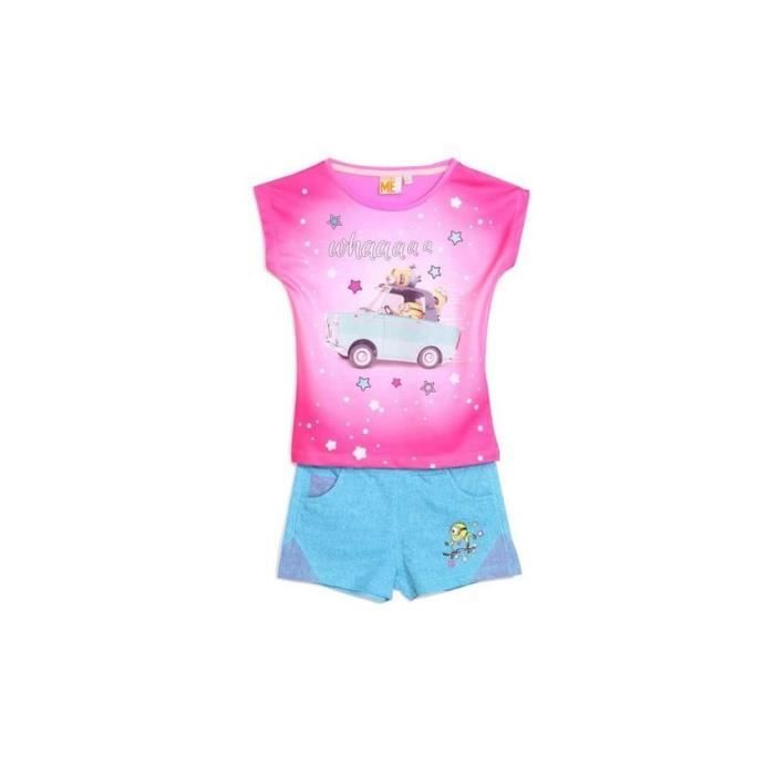 MINIONS Ensemble Rose Enfant Fille Sérigraphie