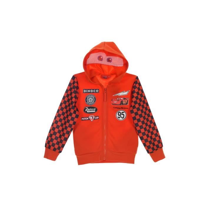 CARS Sweatshirt zippé à capuche - Enfant garçon - Rouge