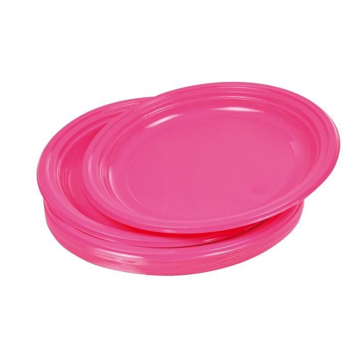 Lot de 20 assiettes plates jetables diamètre 22 cm rose