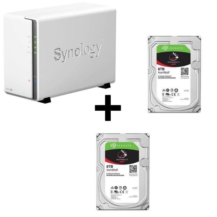 Pack Synology Serveur NAS Diskstation DS216se DS216se + Disque Dur Seagate NAS HDD Iron Wolf 4To 3,5\