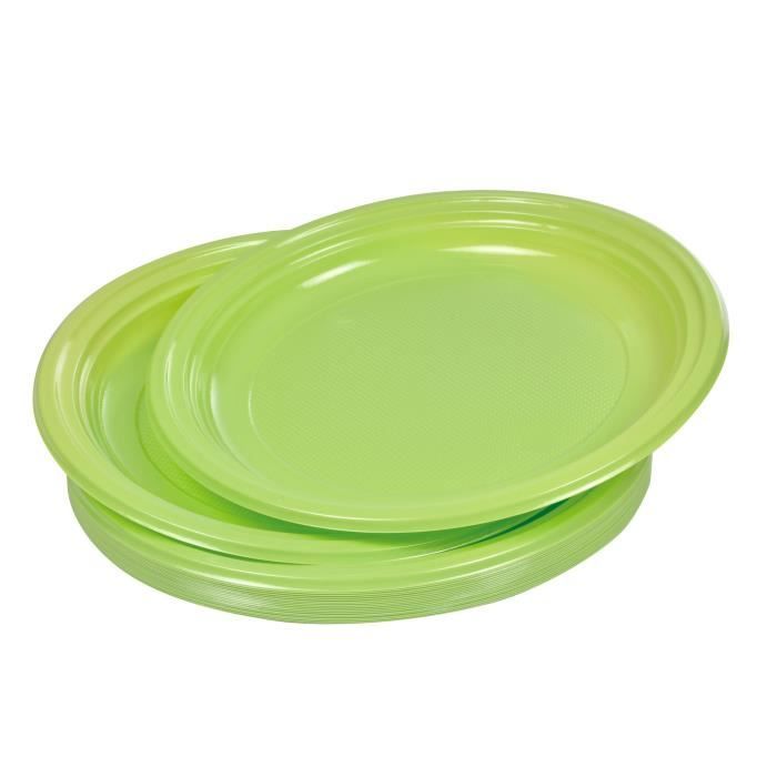 Lot de 20 assiettes plates jetables diamètre 22 cm vert