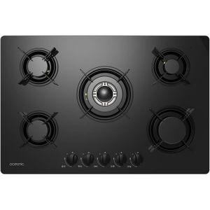 OCEANIC OCEACTG5VB - Table de cuisson Gaz-5 foyers-L77 cm-Noir