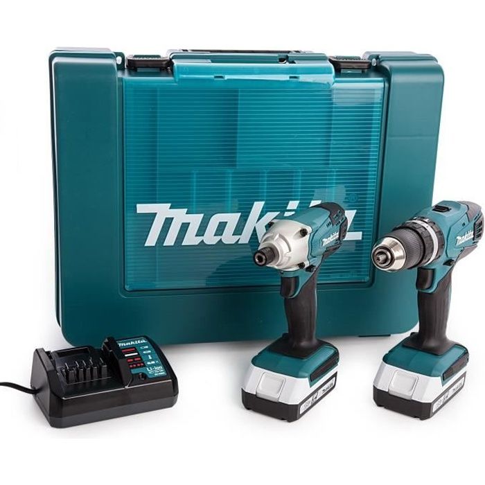 MAKITA Pack perceuse-visseuse à percussion HP457D & visseuse à chocs TD127D - Livré avec 2 batteries 18 V 1,3Ah