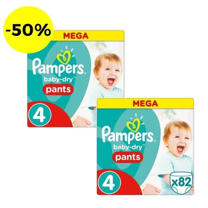 PAMPERS Baby Dry Pants Taille 4 - 164 couches - Lot de 2 paquets MEGA