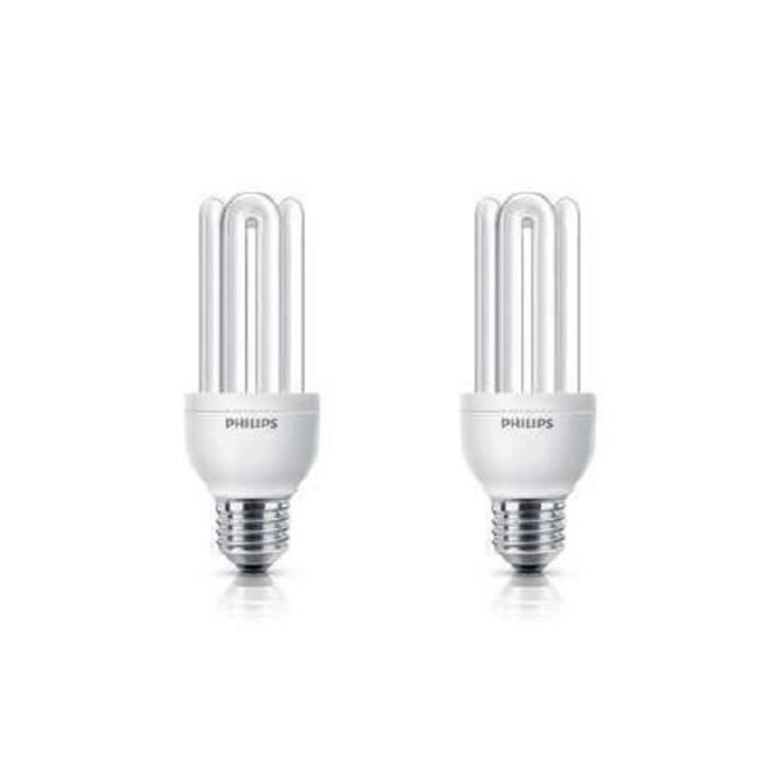PHILIPS Lot de 2 ampoules fluo-compacte E27 18 W équivalent à 83 W