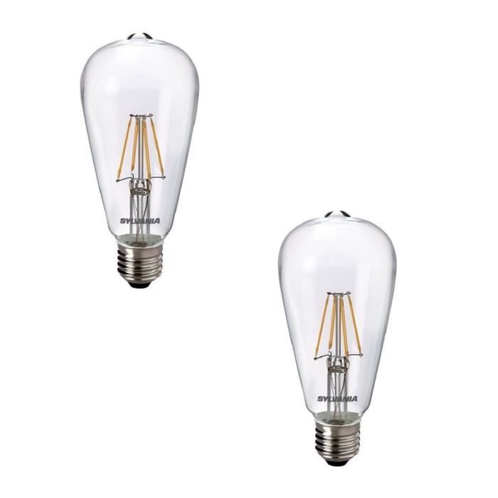 SYLVANIA Lot de 2 ampoules LED à filament Toledo RT ST64 E27 4 W équivalent à 40 W