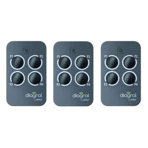 DIAGRAL BY ADYX Lot de 3 télécommandes 4 touches pour motorisations de portails, portes de garages et volets