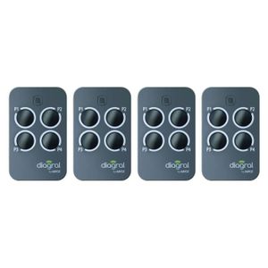 DIAGRAL BY ADYX Lot de 4 télécommandes 4 touches pour motorisations de portails, portes de garages et volets