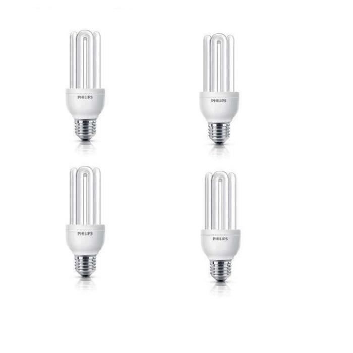 PHILIPS Lot de 4 ampoules fluo-compacte E27 18 W équivalent à 83 W