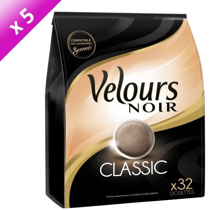 VELOURS NOIR Lot de 5 Cafés Classique 32 dosettes