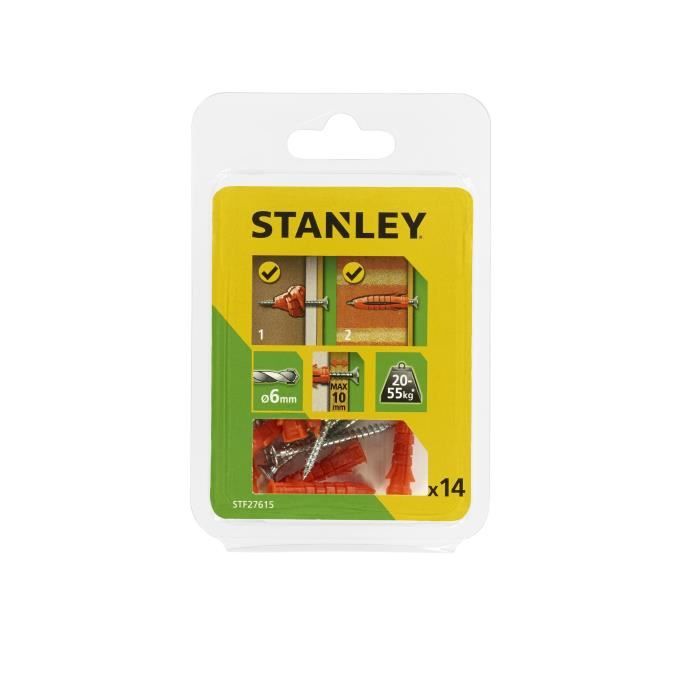 STANLEY Kit de 14 chevilles multi-matériaux ø6 mm STF27615-XJ