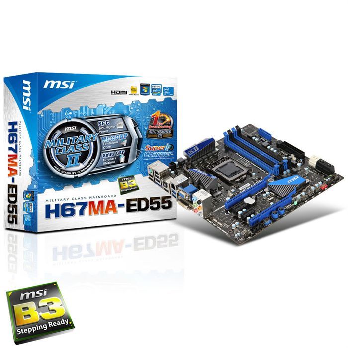 MSI H67MA ED55 B3   Carte mère socket LGA 1155   Chipset Intel H67