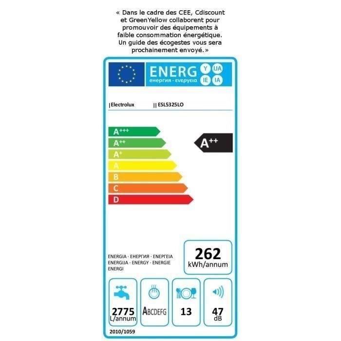  ESL5325LO - Lave vaisselle encastrable - 13 couverts4