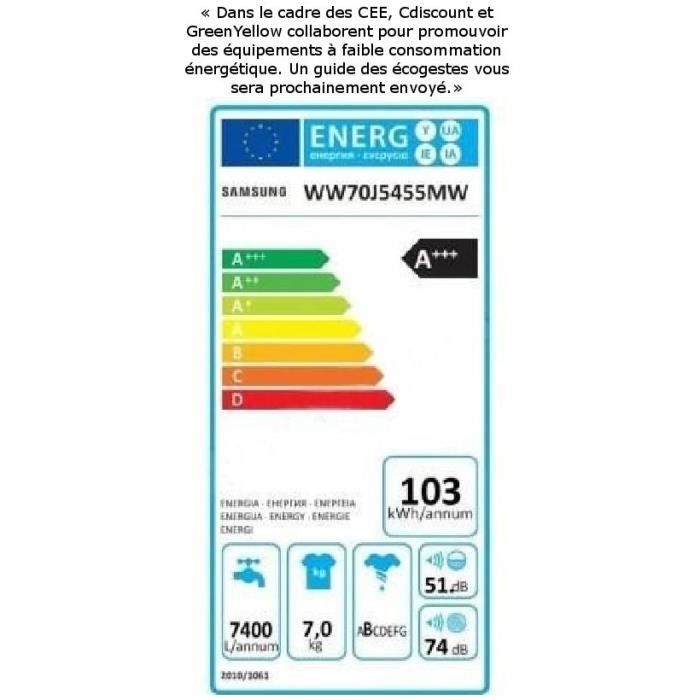  WW70J5455MW - Lave linge frontal 7kg - 1400 tours3