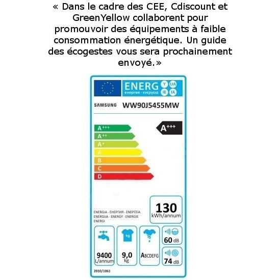  WW90J5455MW - Lave linge frontal 9kg - 1400 tours3