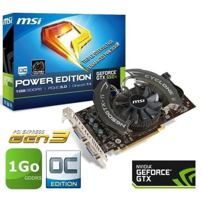 MSI GTX650 Ti 1Go GDDR5 OC Power Edition   Achat / Vente CARTE