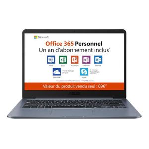 Ordinateur portable - ASUS E406MA-BV005TS - 14 pouces HD - Celeron N4000 - RAM 4 Go - Stockage 64 Go - Office préinstallé Ordinateur portable - ASUS E406MA-BV005TS - 14 pouces HD - Celeron N4000 - RAM 4 Go - Stockage 64 Go - Office préinstallé