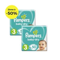 COUCHE PAMPERS Baby Dry T3 5 à 9kg, 50x2, 100 couches COUCHE PAMPERS Baby Dry T3 5 à 9kg, 50x2, 100 couches