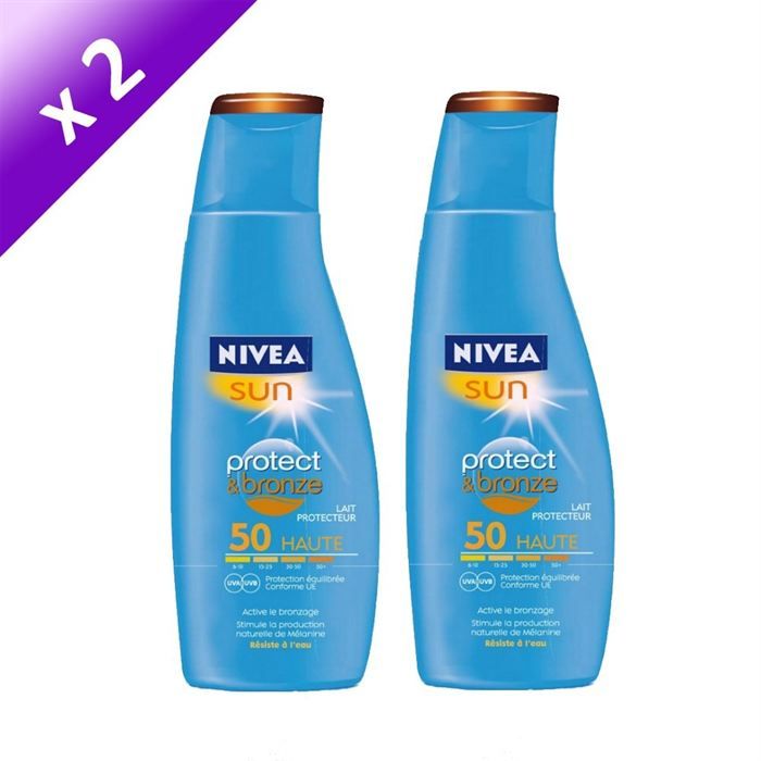 SOLAIRE CORPS VISAGE Nivea Lait Protecteur Protect & Bronze SPF 50 x2