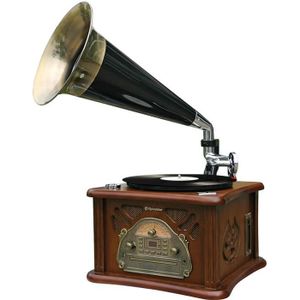 ROADSTAR HIF-1850TUMPK Platine Disque Vintage avec pavillon - Encodage depuis CD/Platine/Cassette