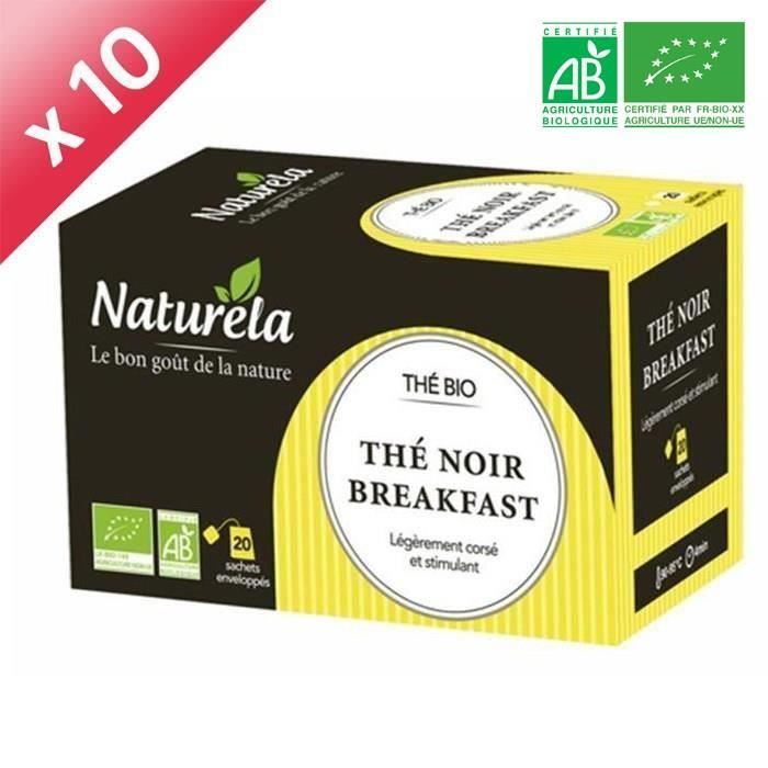 NATURELA Lot de 10 Thés Noir Breakfast Bio 20 sachets