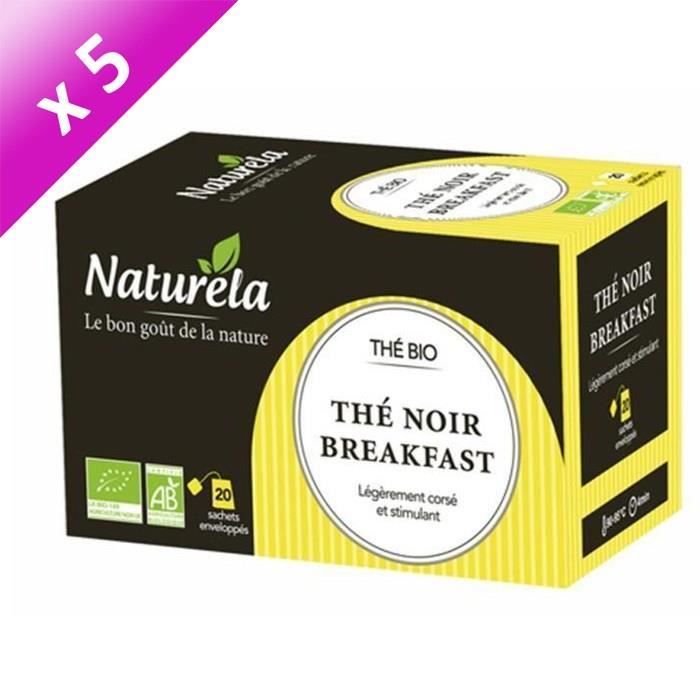 NATURELA Lot de 5 Thés Noir Breakfast Bio 20 sachets
