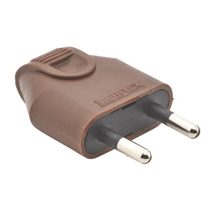 DEBFLEX Fiche mâle 2P 6 A sortie droite marron