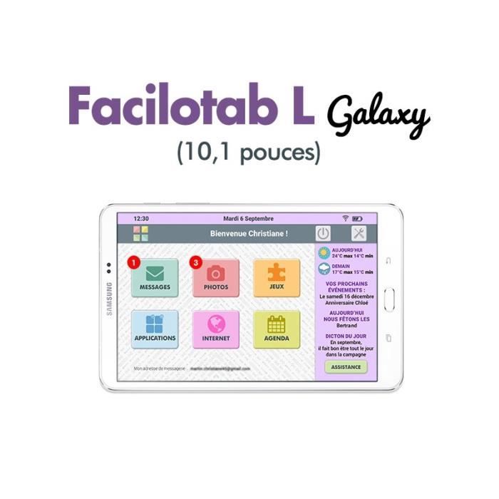 Tablette Samsung Facilotab L Galaxy 10,1 pouces WiFi - 32Go - Android 6 (Interface simplifiée pour Seniors)