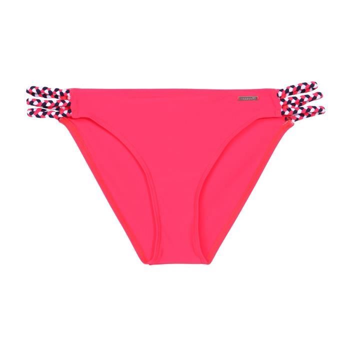 HAPPY AND SO Maillot de Bain Culottes Lien - Femme - Rouge fluo