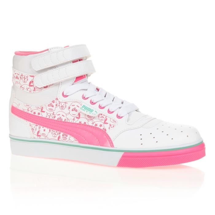 PUMA Baskets Sky Li Hi - Enfant Fille - Blanc et Rose