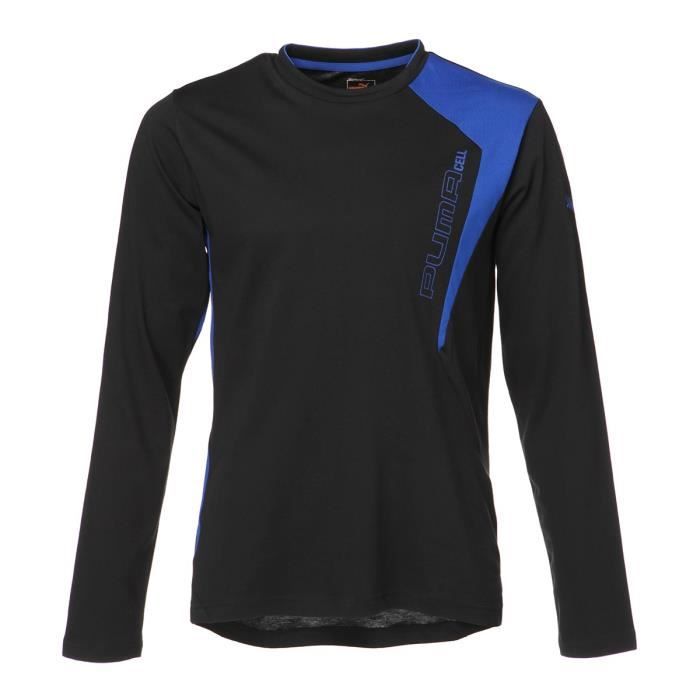PUMA T-shirt manches longues - Homme - Noir et bleu