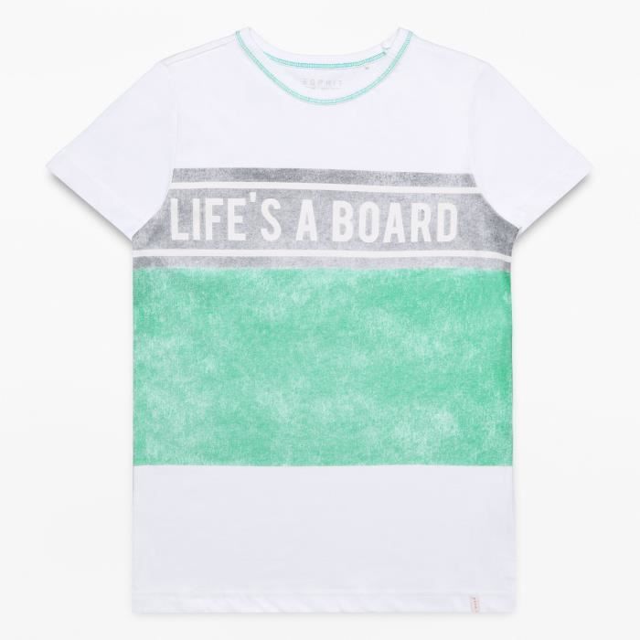 ESPRIT T-Shirt Imprimé Blanc et Vert Enfant Garçon