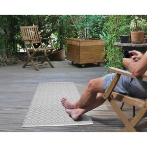 TAPIS D’EXTÉRIEUR SOLYS Tapis d'extérieur - PVC - 140 x 70 cm - Gris