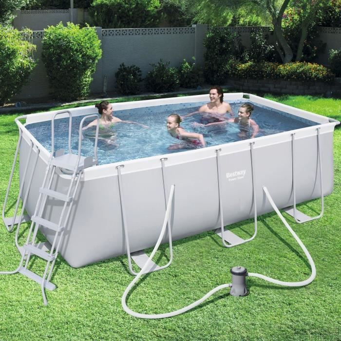 BESTWAY Kit Piscine tubulaire rectangulaire L4,88 x l2,44 x H1,22m